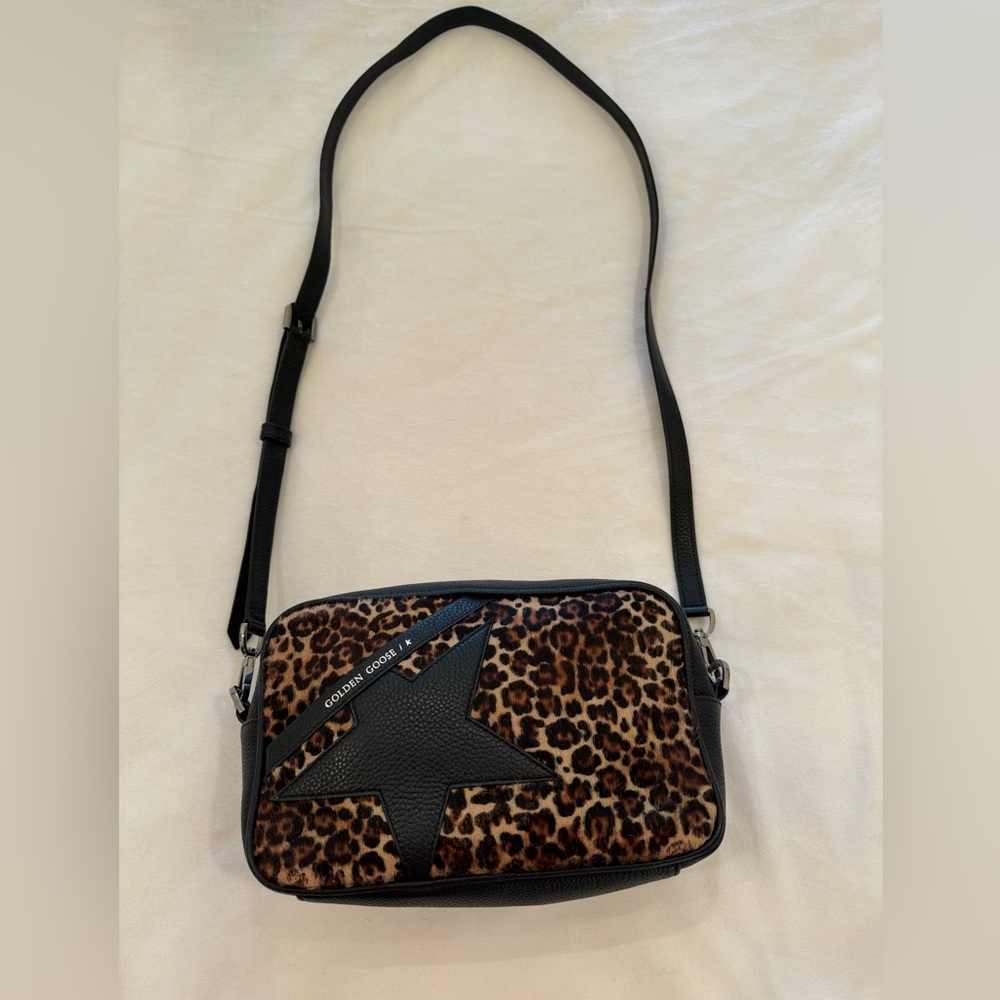 Authentic Golden Goose Star Bag in Leopard Print Pony Skin.